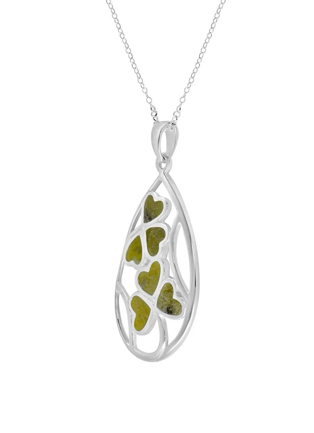 Sterling Silver Connemara Marble Shamrock Pendant - Small
