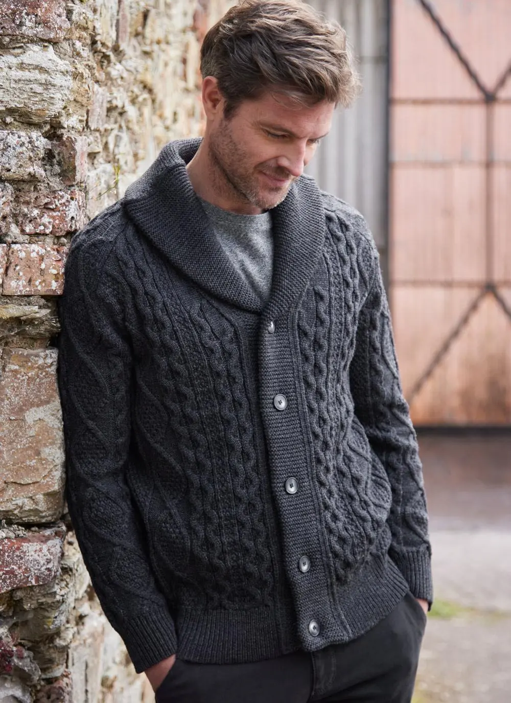 Conor Shawl Collar Aran Cardigan