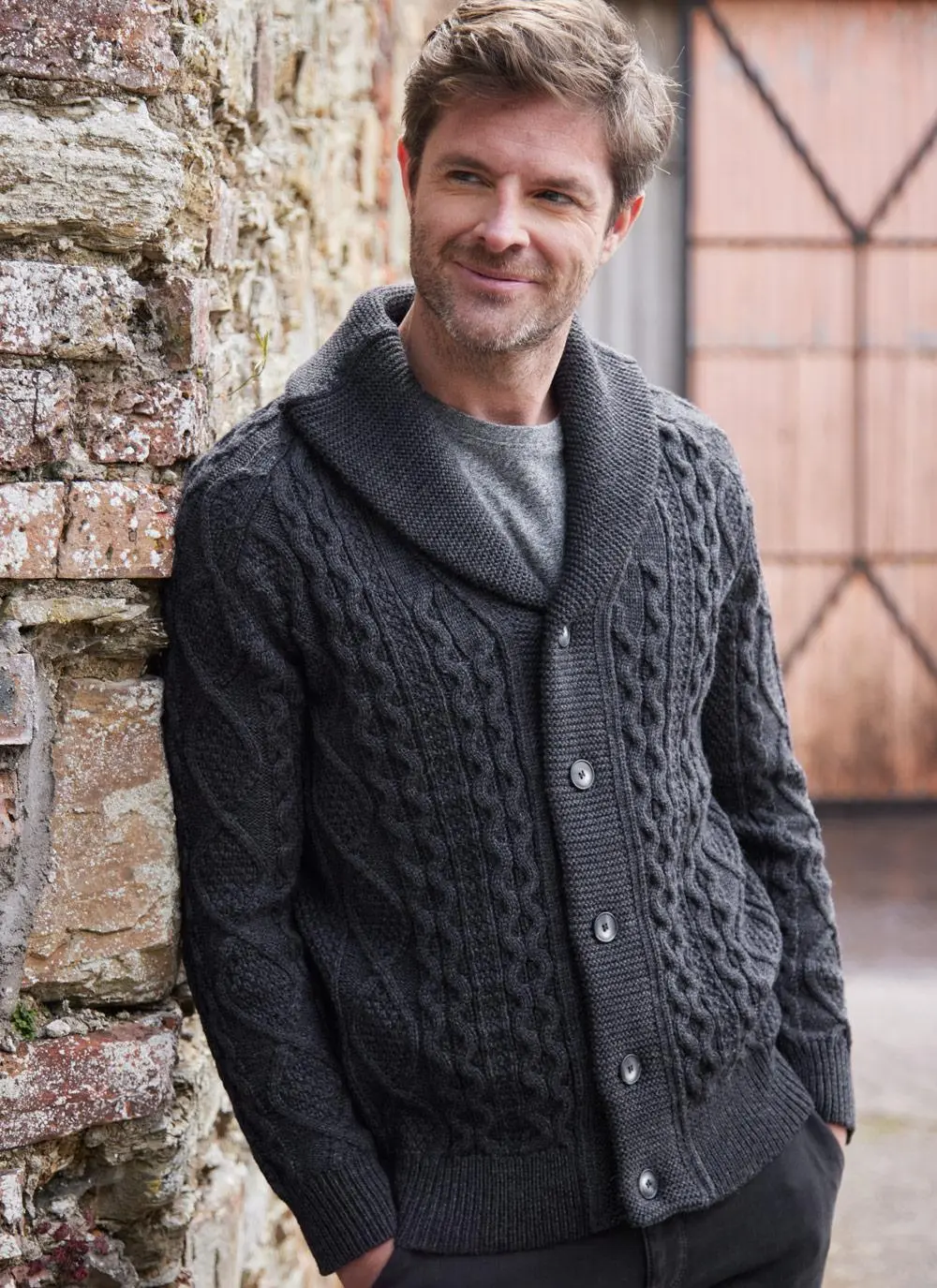 Conor Shawl Collar Aran Cardigan
