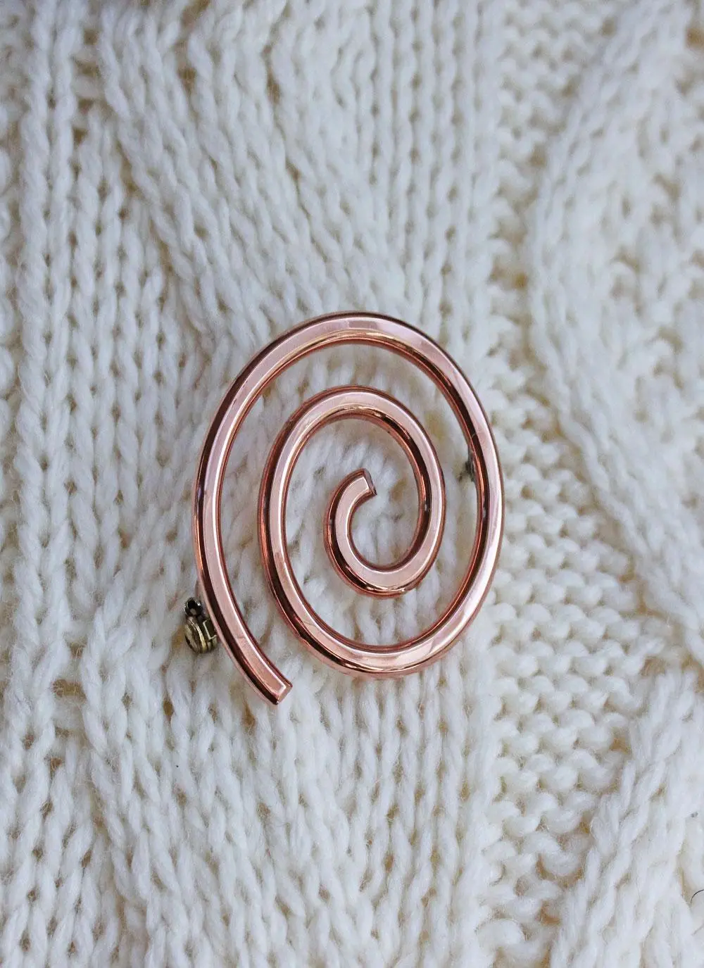 Copper Spiral Brooch Small