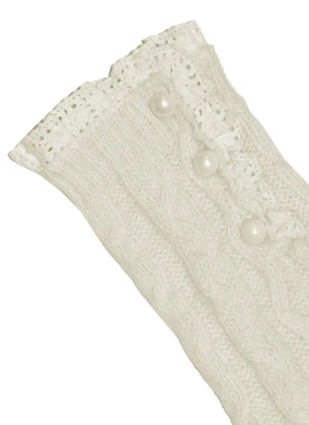 Classic Cable Knit Cream Fingerless Gloves