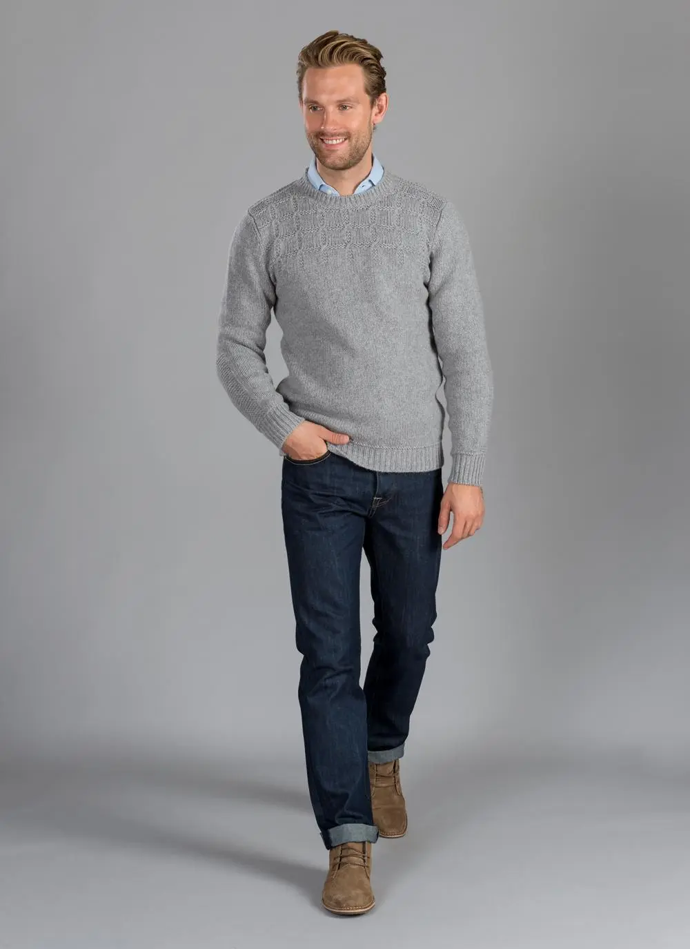 Fisherman Crew Neck With Stitch Detail