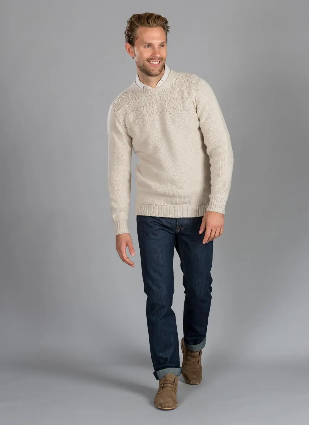 Fisherman Crew Neck With Stitch Detail