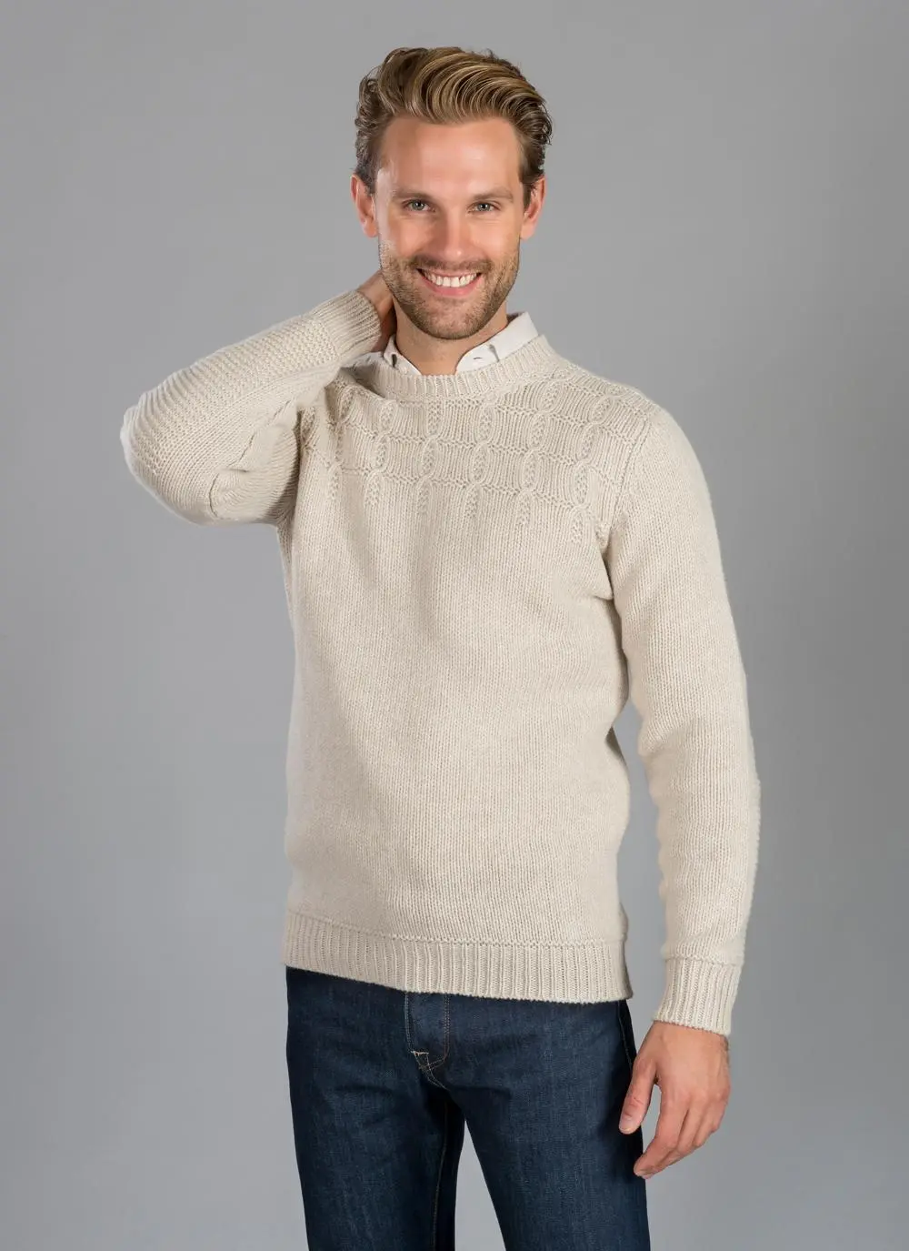 Fisherman Crew Neck With Stitch Detail