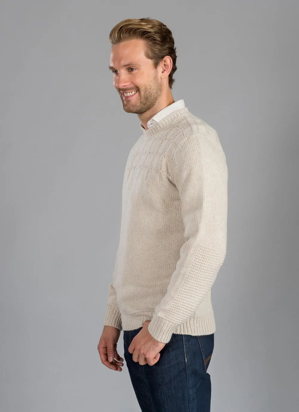 Fisherman Crew Neck With Stitch Detail