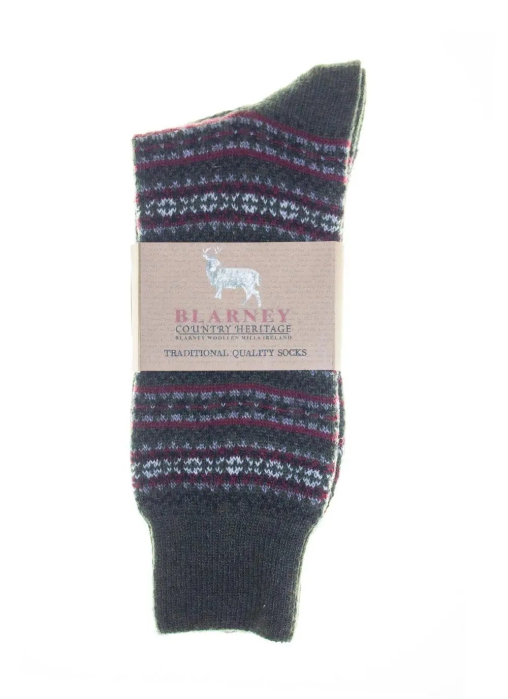 Men's Wool Blend Fair Isle Socks - Navy & Green