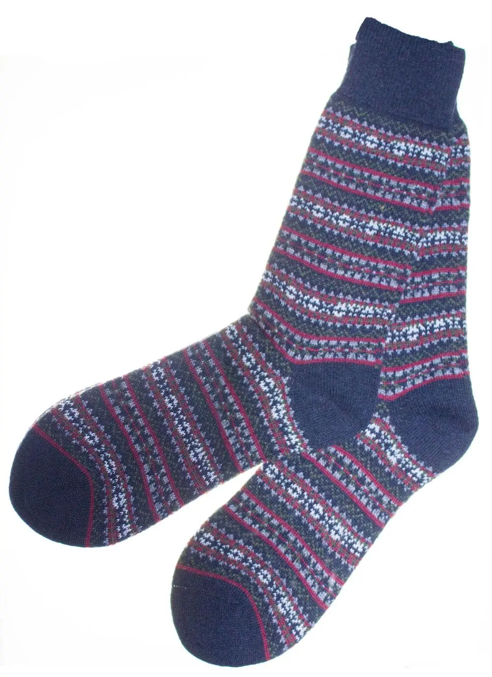 Men's Wool Blend Fair Isle Socks - Navy & Green