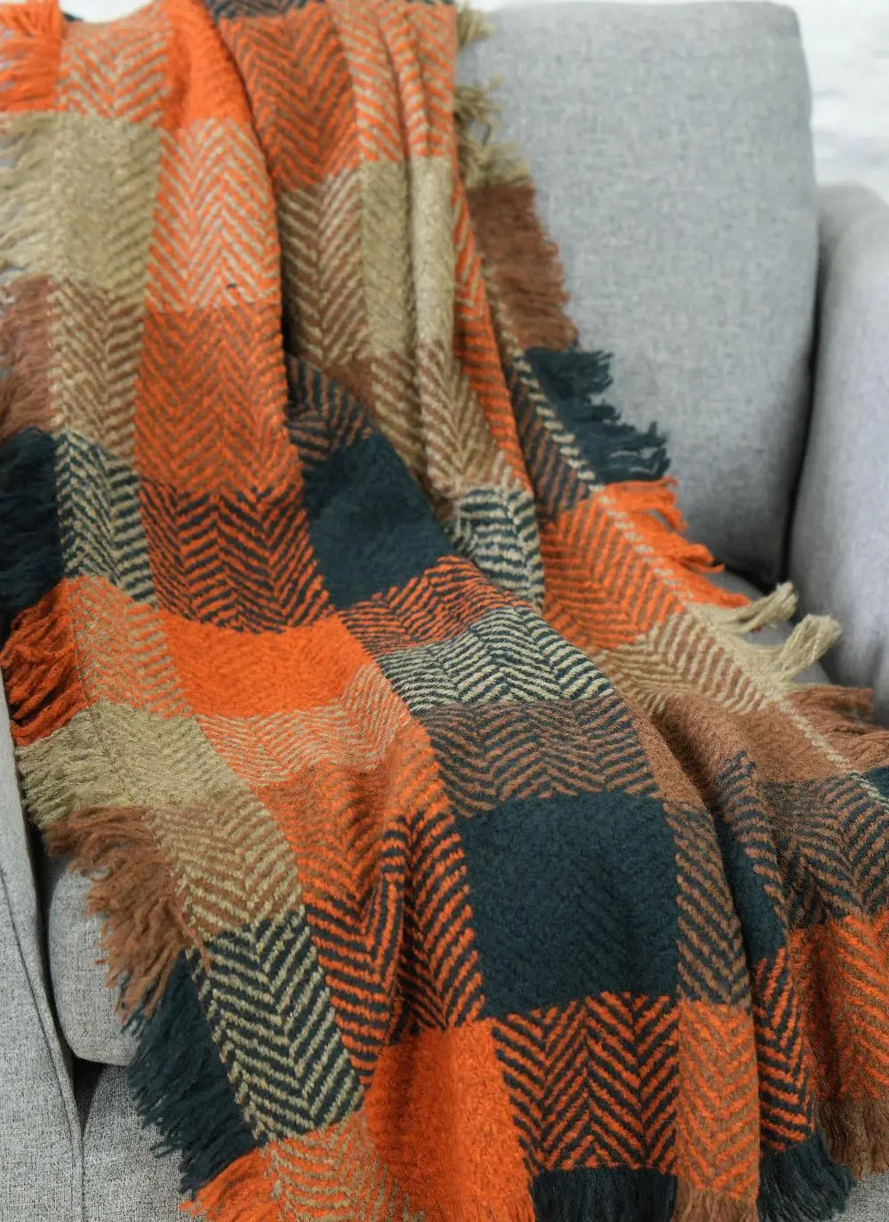 Buffalo Rust Check Wool Throw