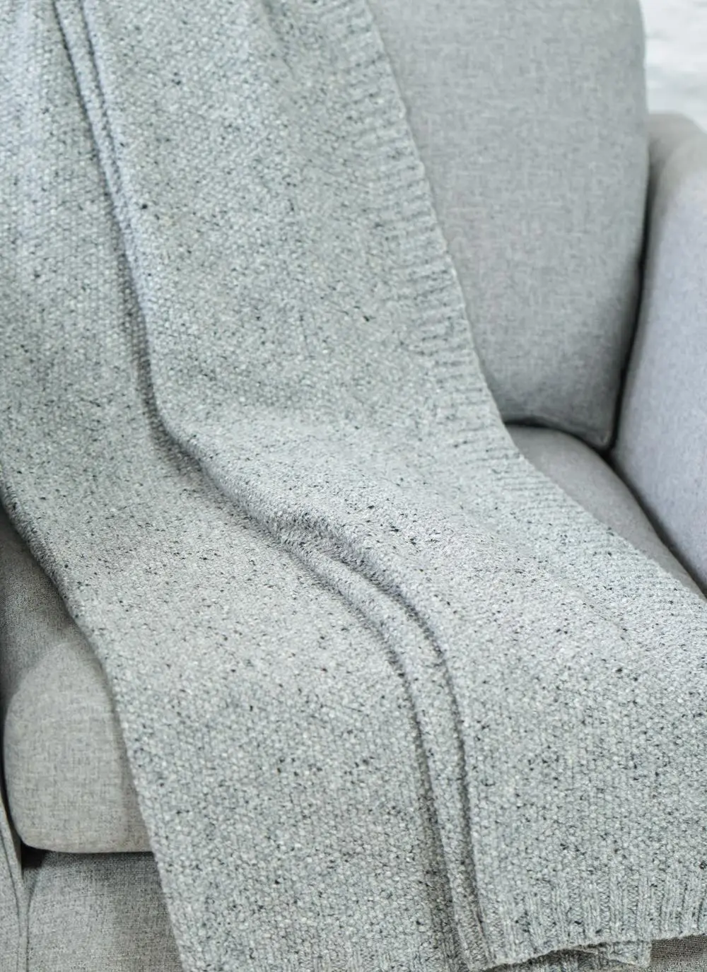 Grey Donegal Tweed Seed Stitch Throw 