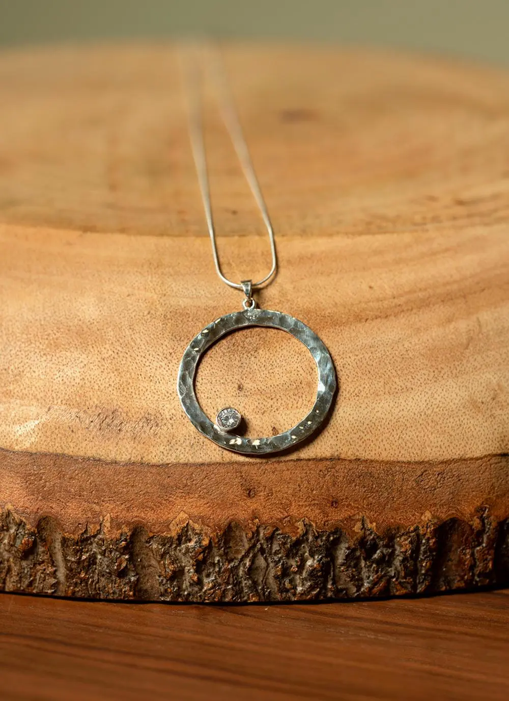 Sterling Silver Halo Pendant with Gemstone