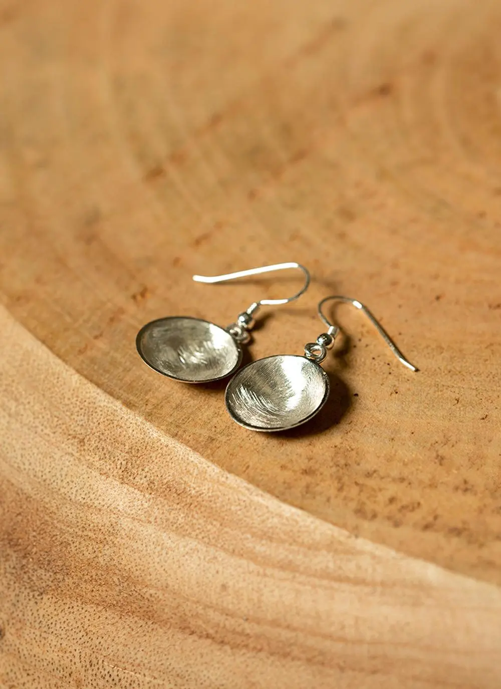 Sterling Silver Bowl Drop Earrings