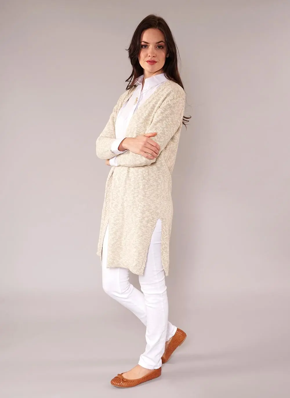 Nessa Cotton Linen Long Cardigan Natural