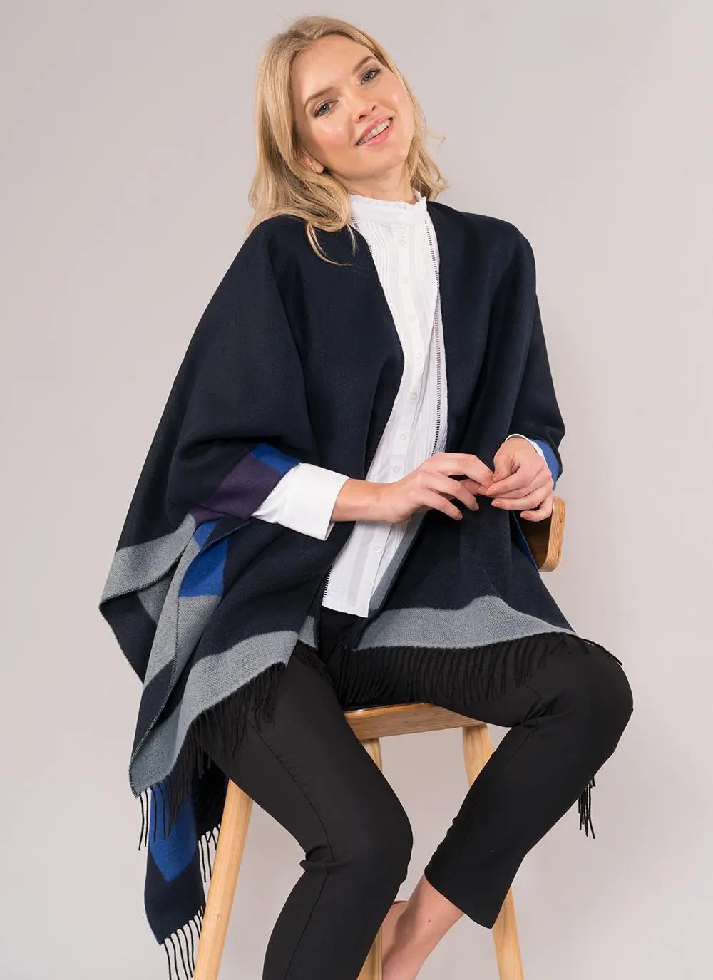 Glendalough Fringe Cape Navy