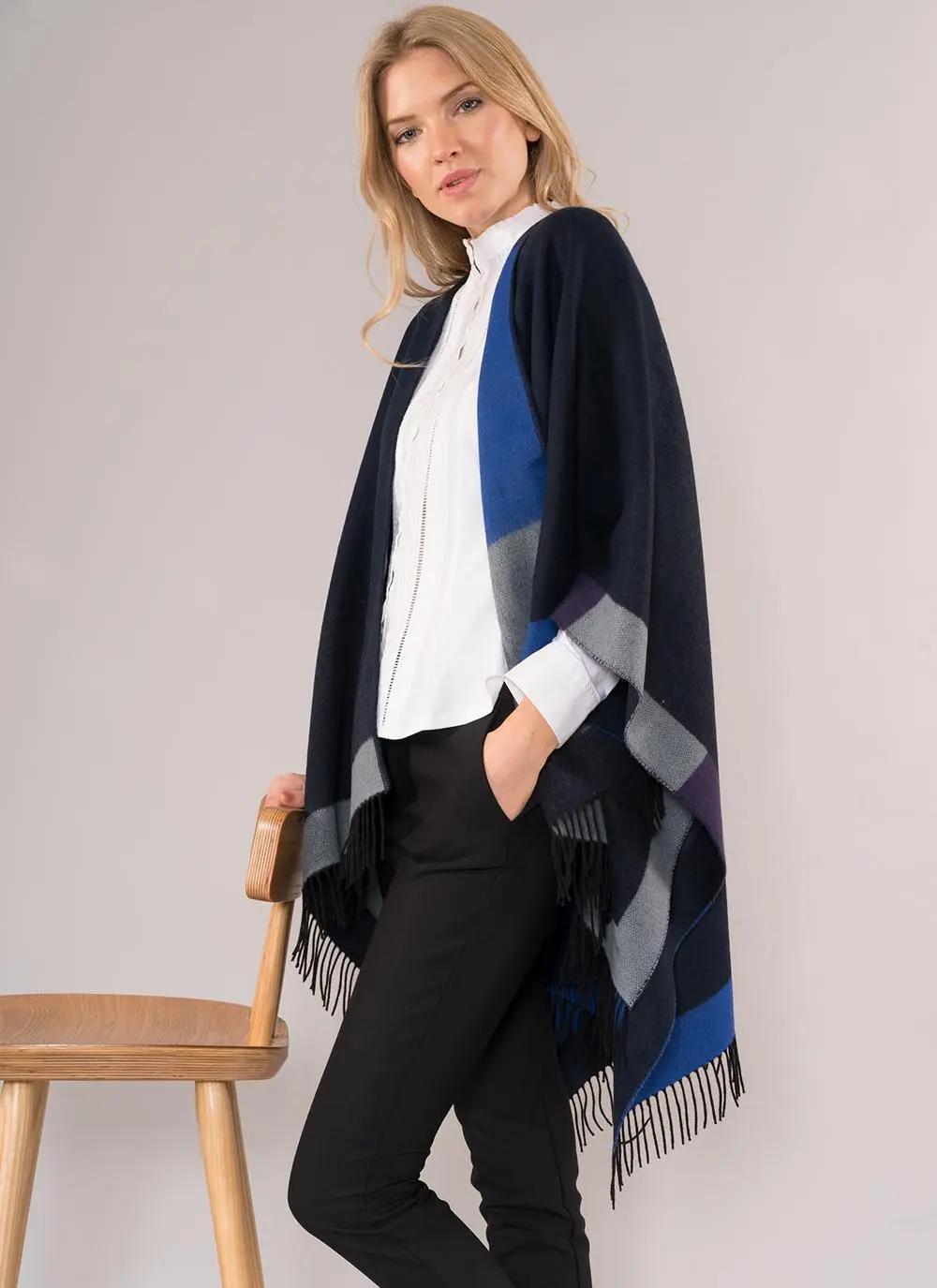 Glendalough Fringe Cape Navy