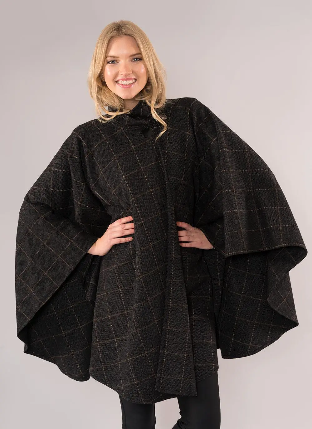 Charcoal Tweed Cape