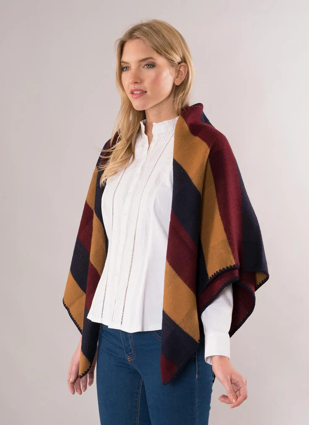 Jimmy Hourihan Blanket Scarf - Camel, Navy & Burgundy