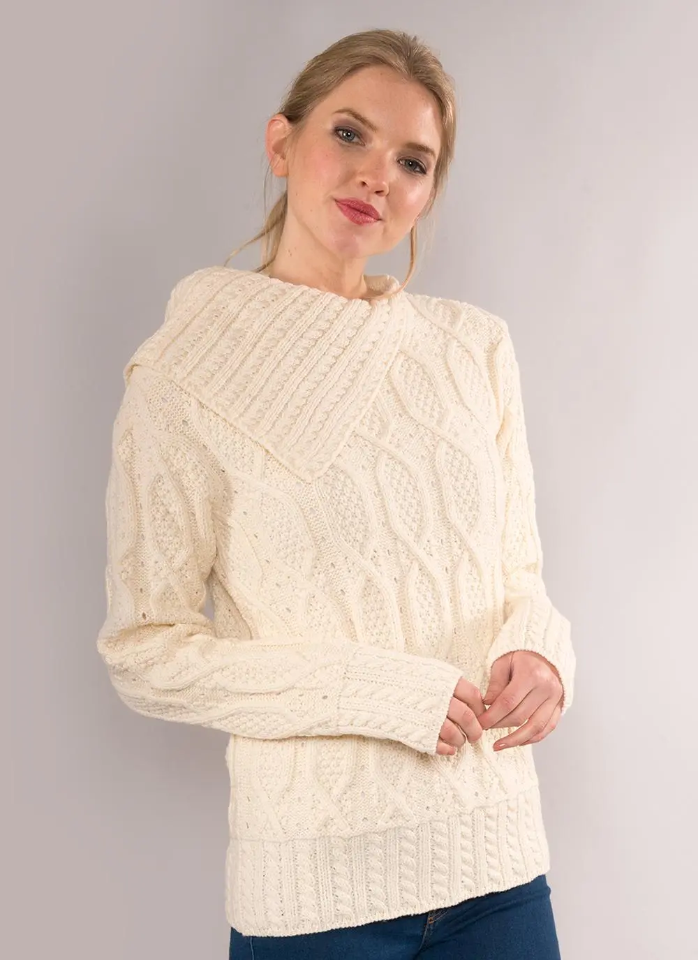 Anita Side Shawl Collar Aran