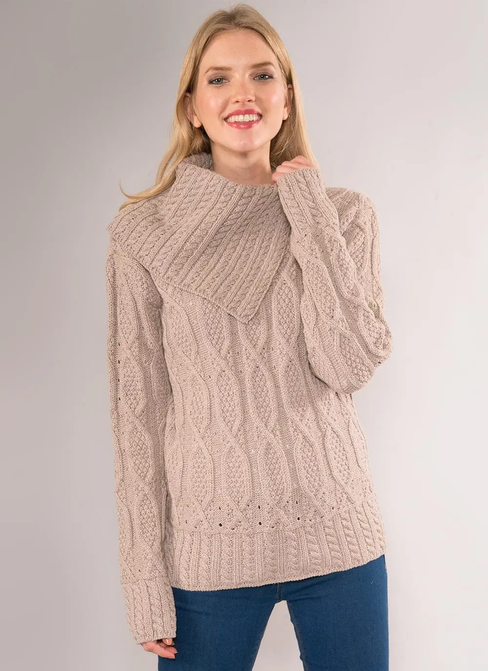 Anita Side Shawl Collar Aran