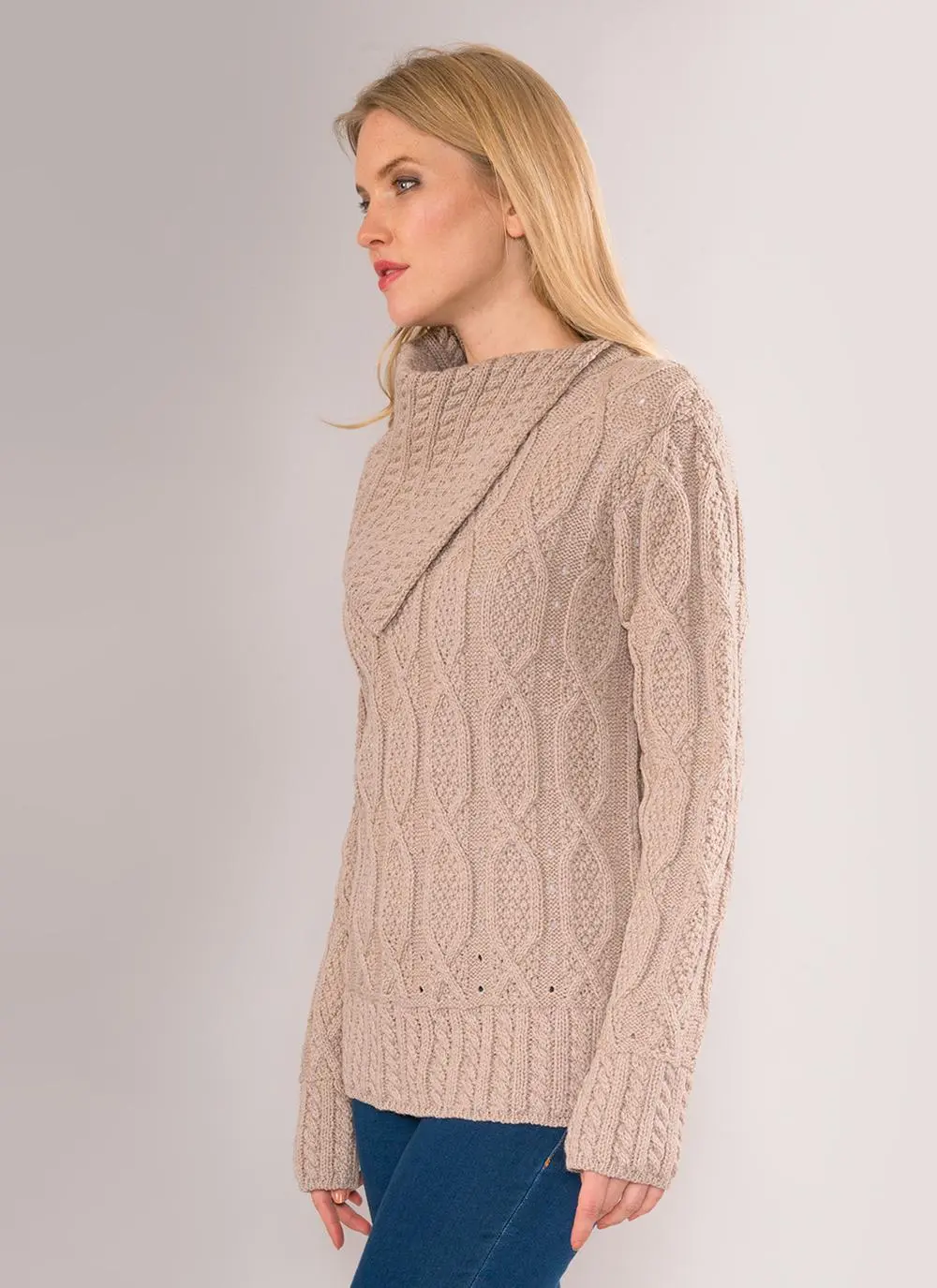 Anita Side Shawl Collar Aran