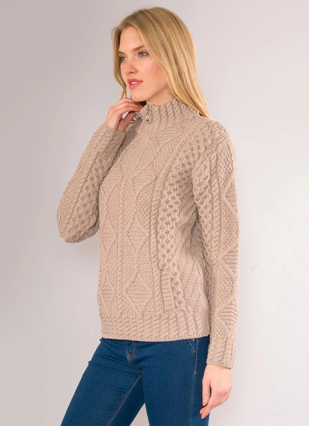 Lucy Half-Zip Aran Sweater