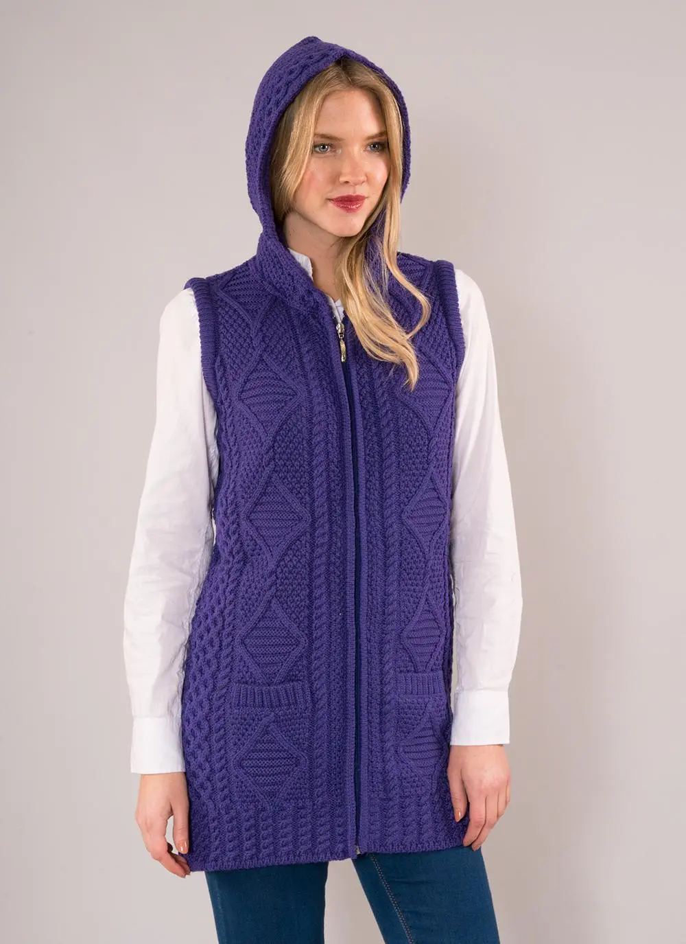 Maeve Long Zip Aran Hoodie