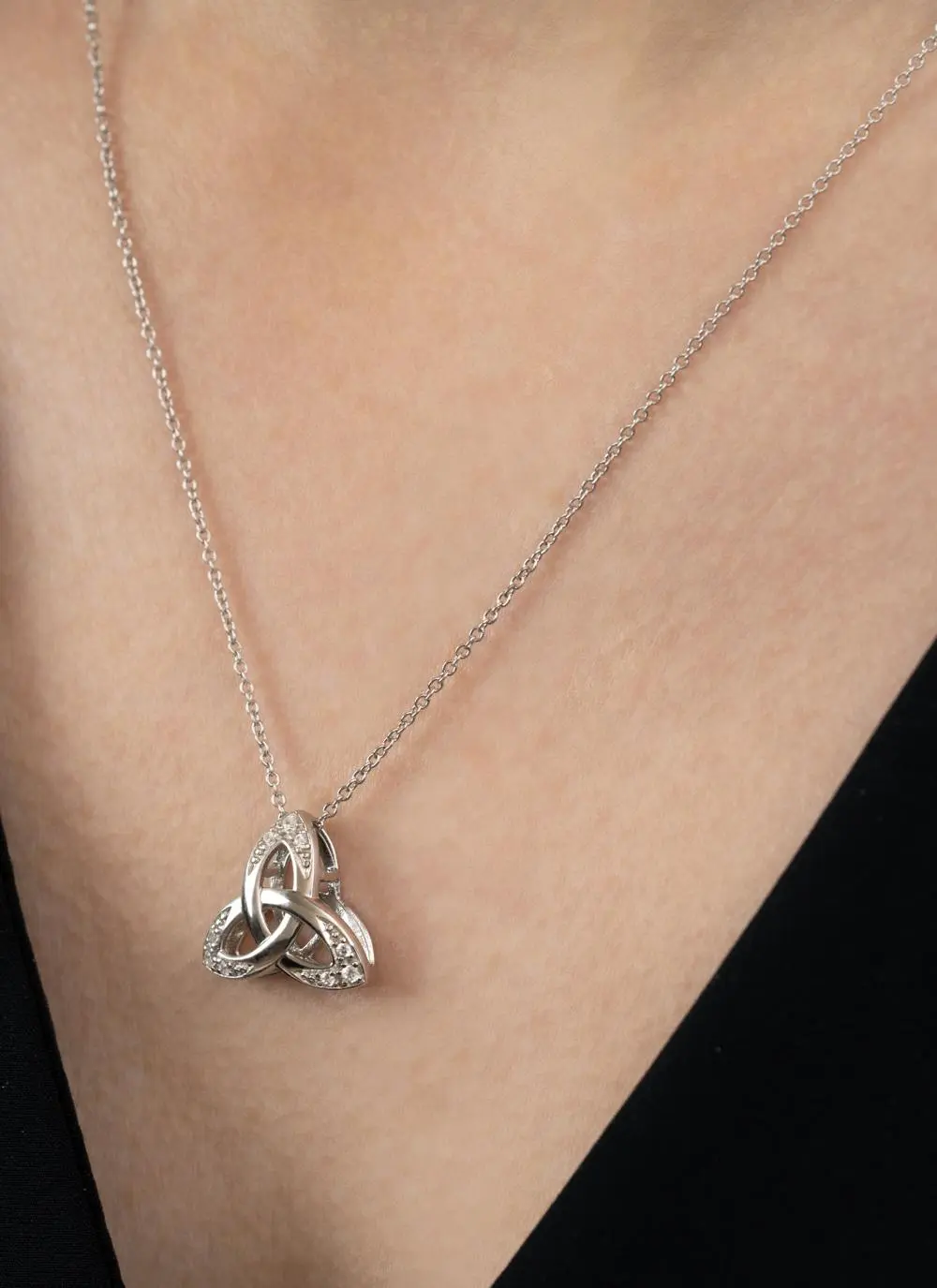 Sterling Silver Celtic Stone Set Trinity Knot Pendant