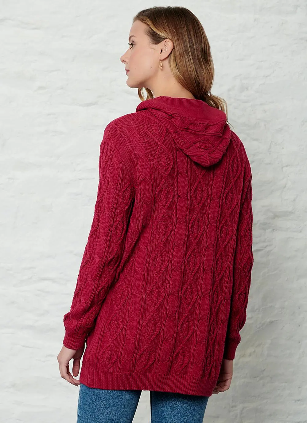 Dearbhla Cotton Aran Hooded Cardigan