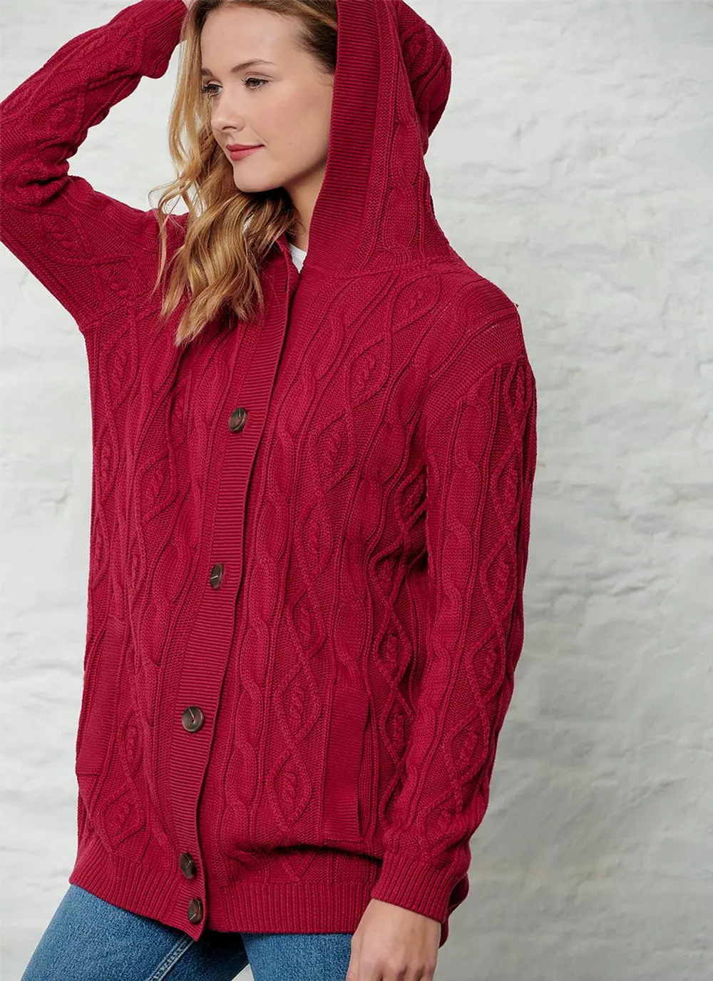 Dearbhla Cotton Aran Hooded Cardigan