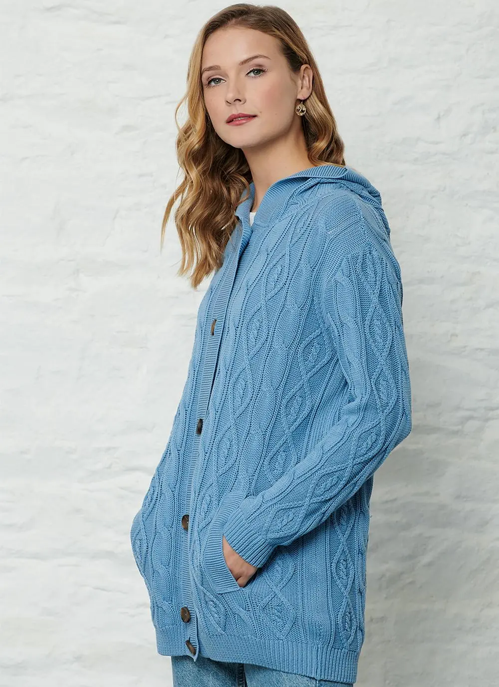 Dearbhla Cotton Aran Hooded Cardigan