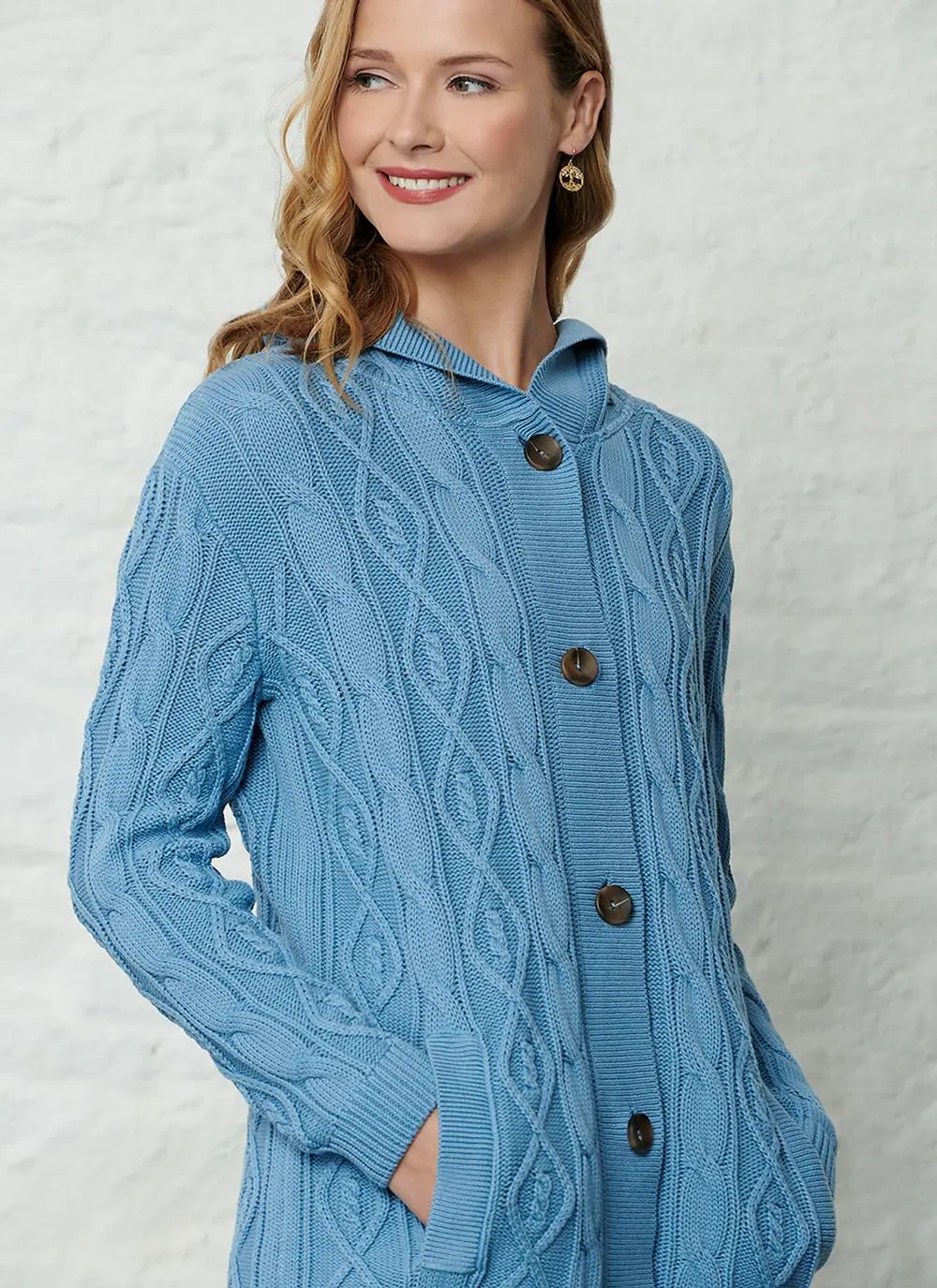 Dearbhla Cotton Aran Hooded Cardigan