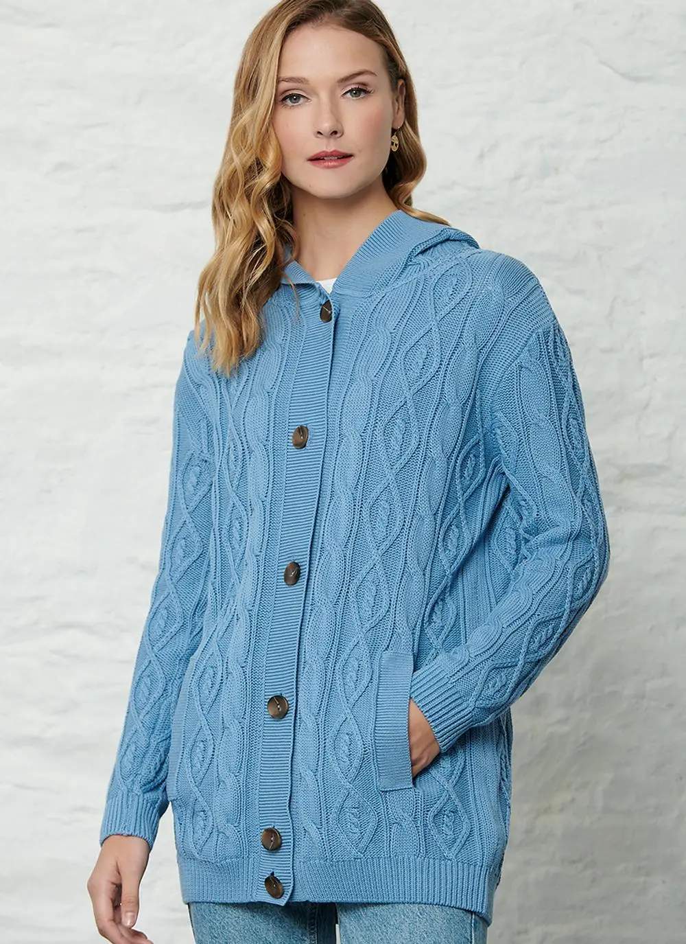 Dearbhla Cotton Aran Hooded Cardigan