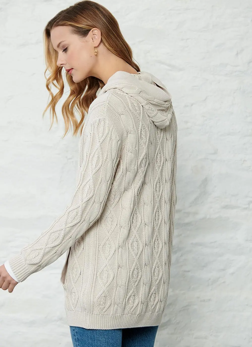 Dearbhla Cotton Aran Hooded Cardigan