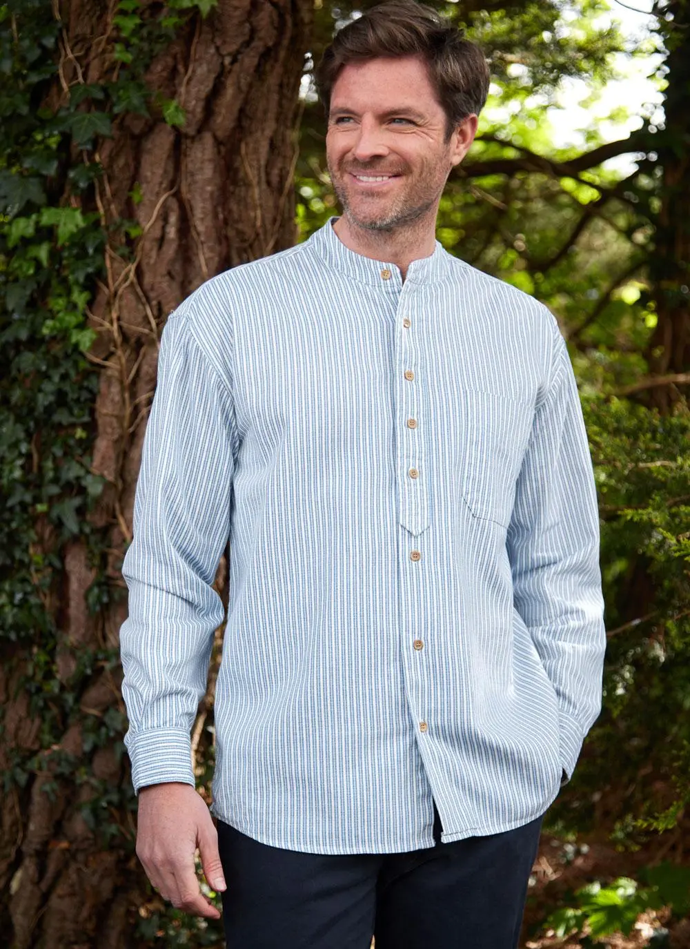 Declan Stripe Grandfather Shirt 
