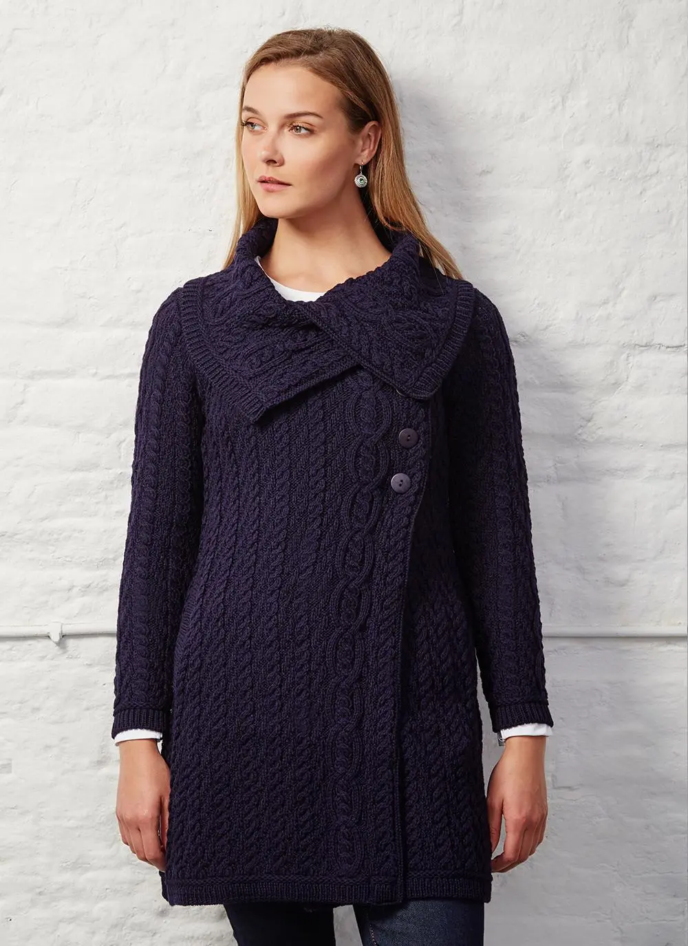 Deirdre Aran Oversized Collar Coatigan