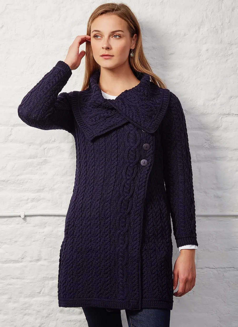 Deirdre Aran Oversized Collar Coatigan