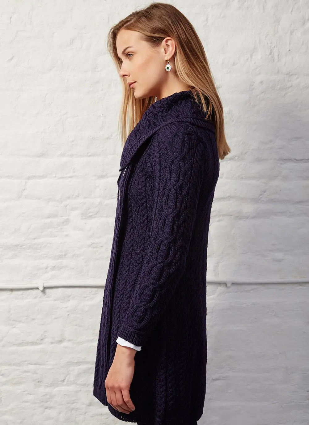 Deirdre Aran Oversized Collar Coatigan