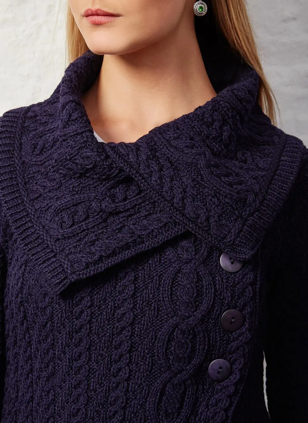 Deirdre Aran Oversized Collar Coatigan