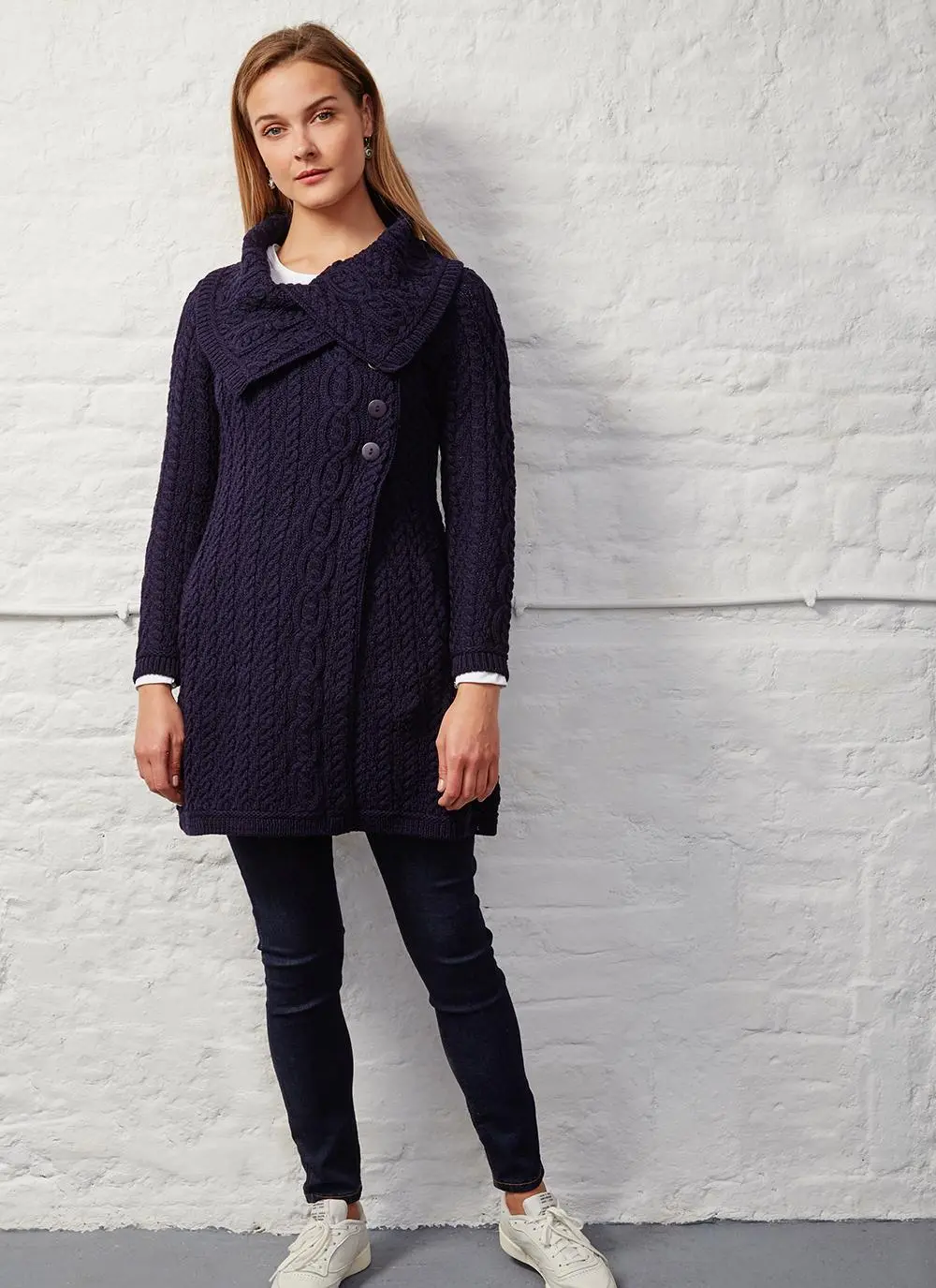 Deirdre Aran Oversized Collar Coatigan