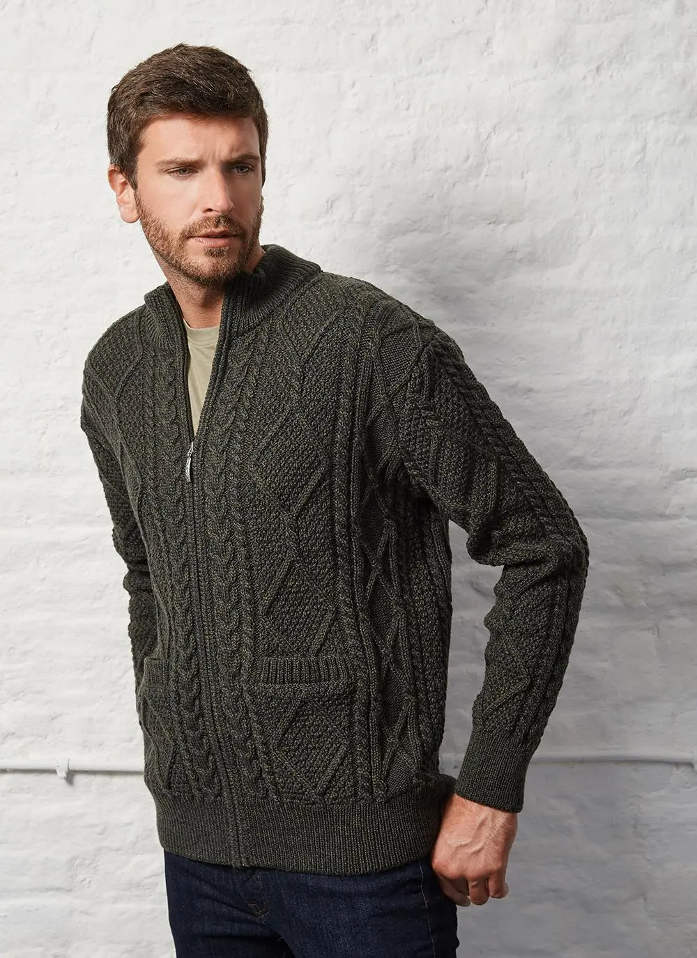Denis Full Zip Aran Sweater