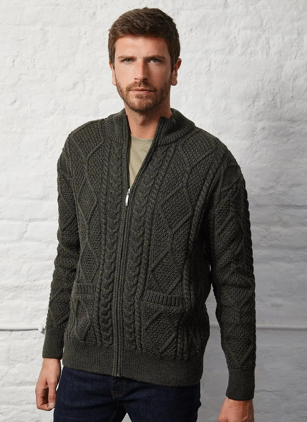 Denis Full Zip Aran Sweater