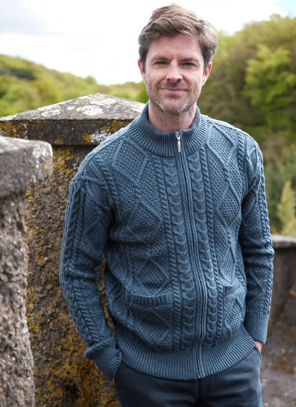 Denis Full Zip Aran Sweater