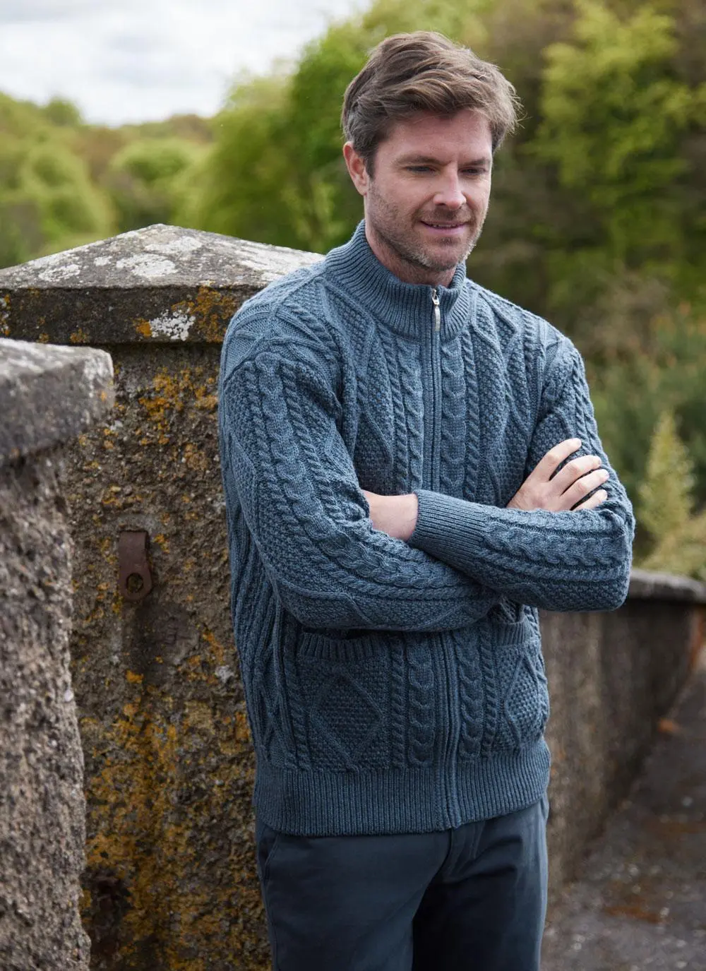 Denis Full Zip Aran Sweater
