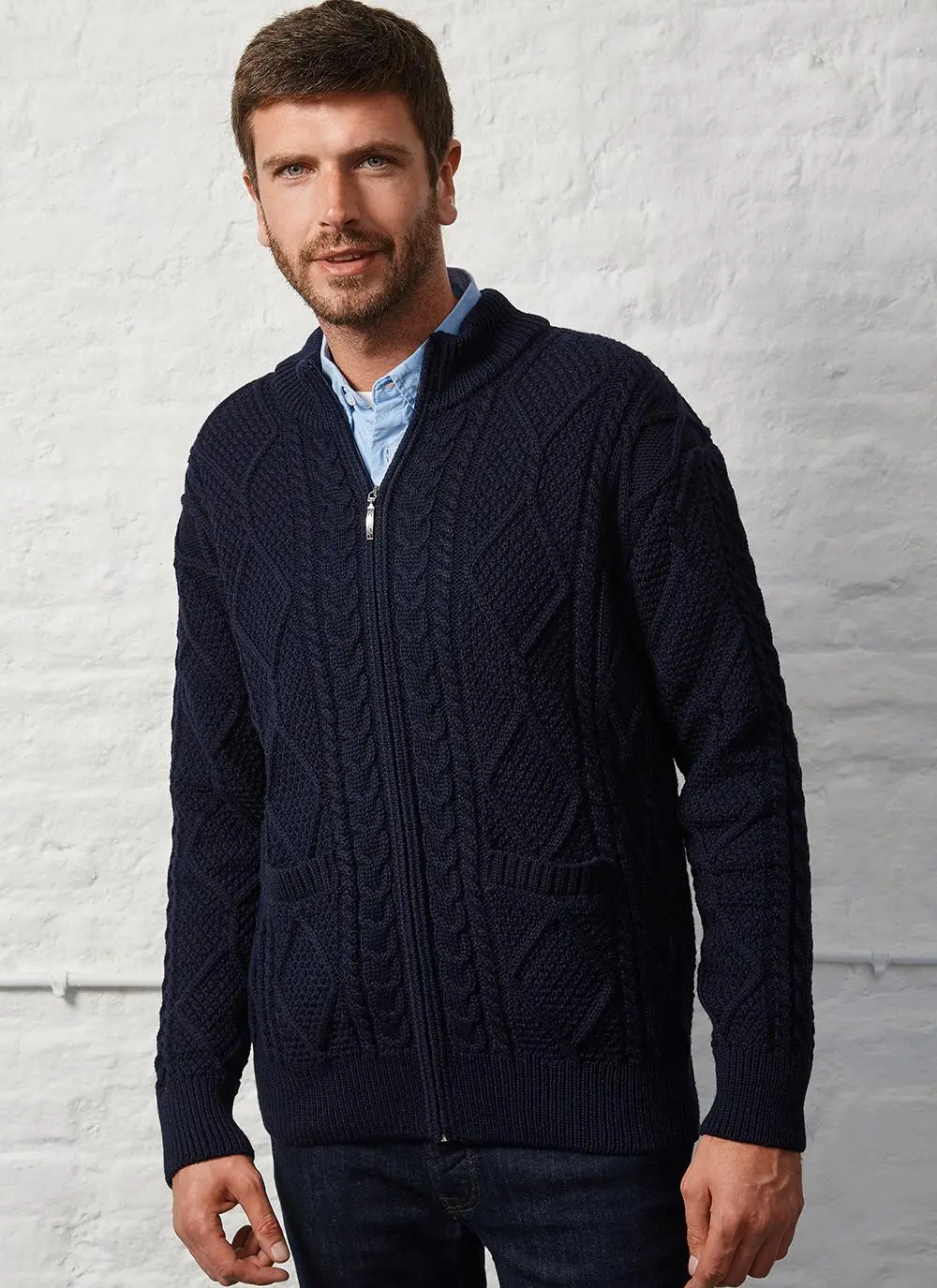 Denis Full Zip Aran Sweater