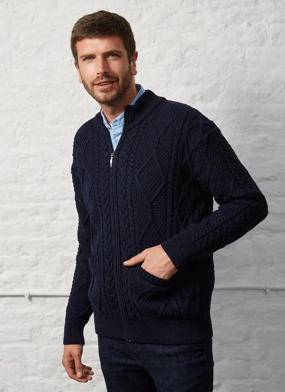 Denis Full Zip Aran Sweater