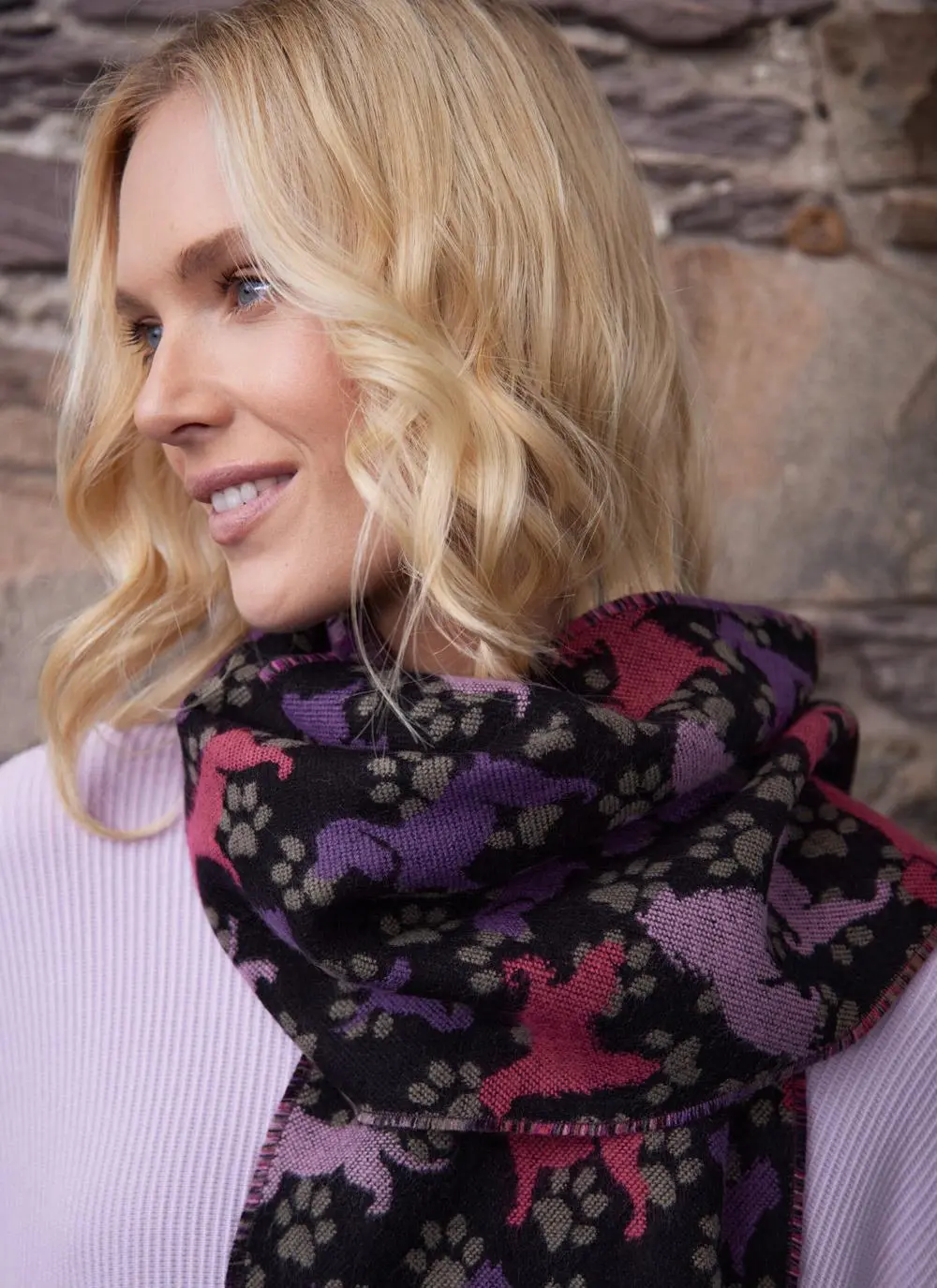 Dog Fringed Scarf