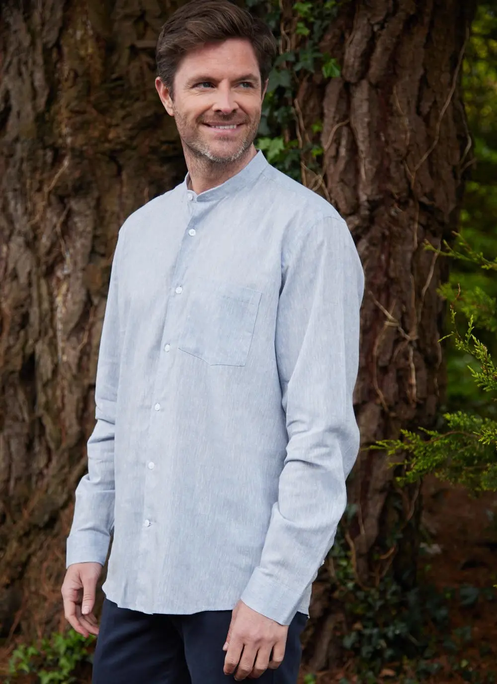 Donal Cotton Linen Grandfather Shirt