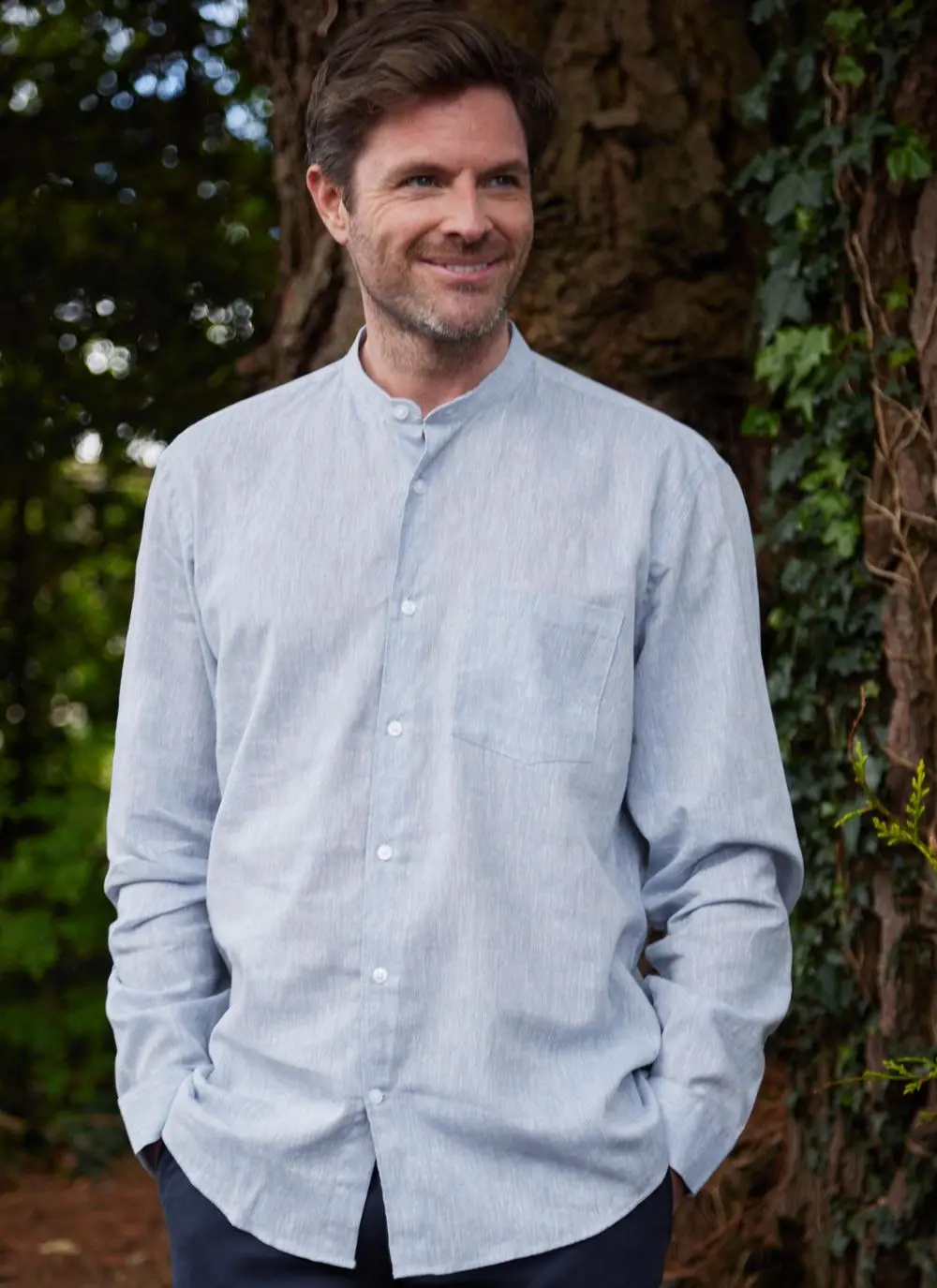 Donal Cotton Linen Grandfather Shirt