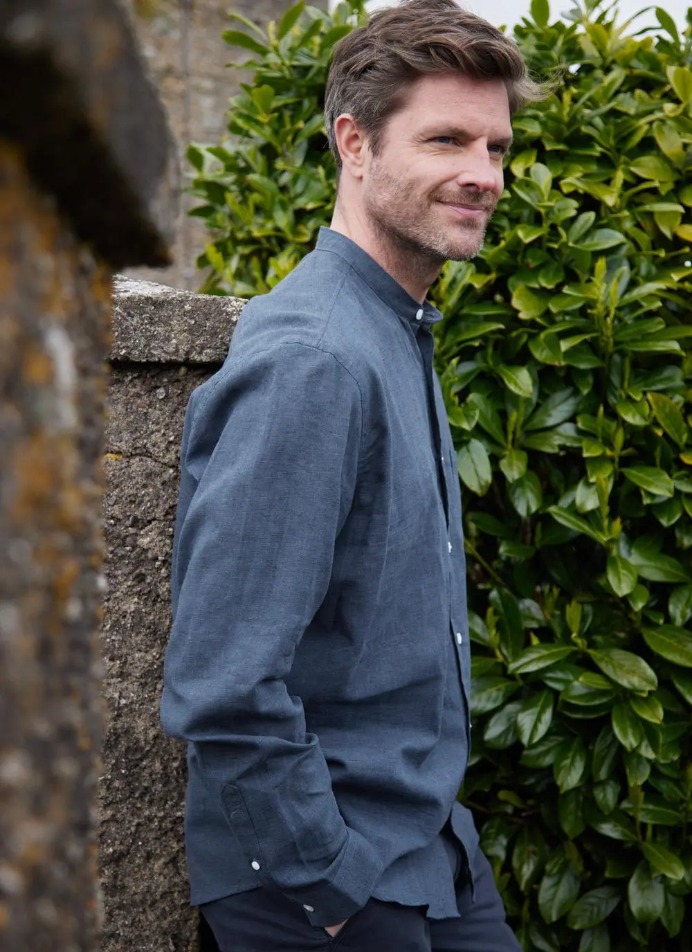 Donal Cotton Linen Grandfather Shirt