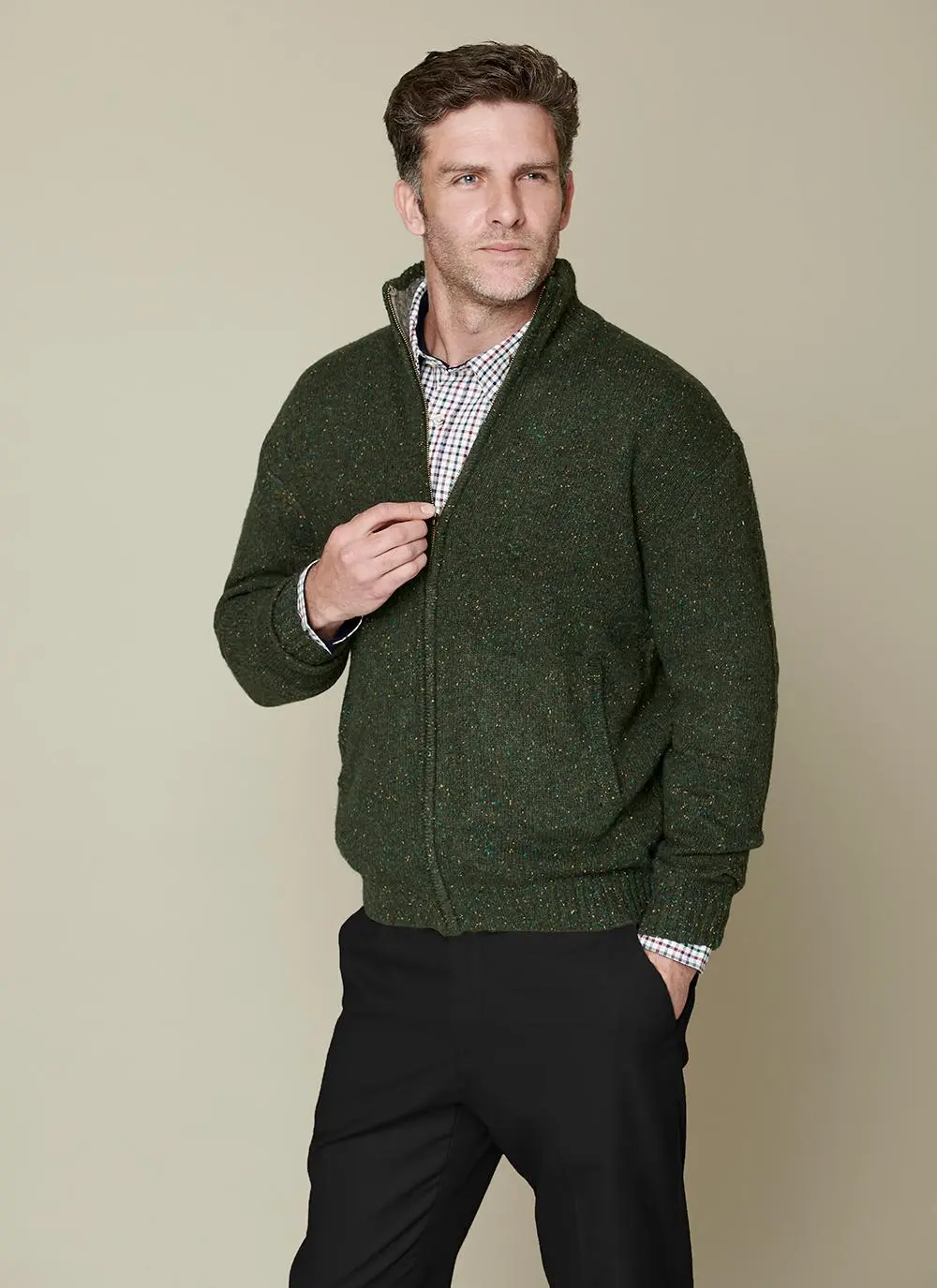Donegal Fleck Full Zip Cardigan