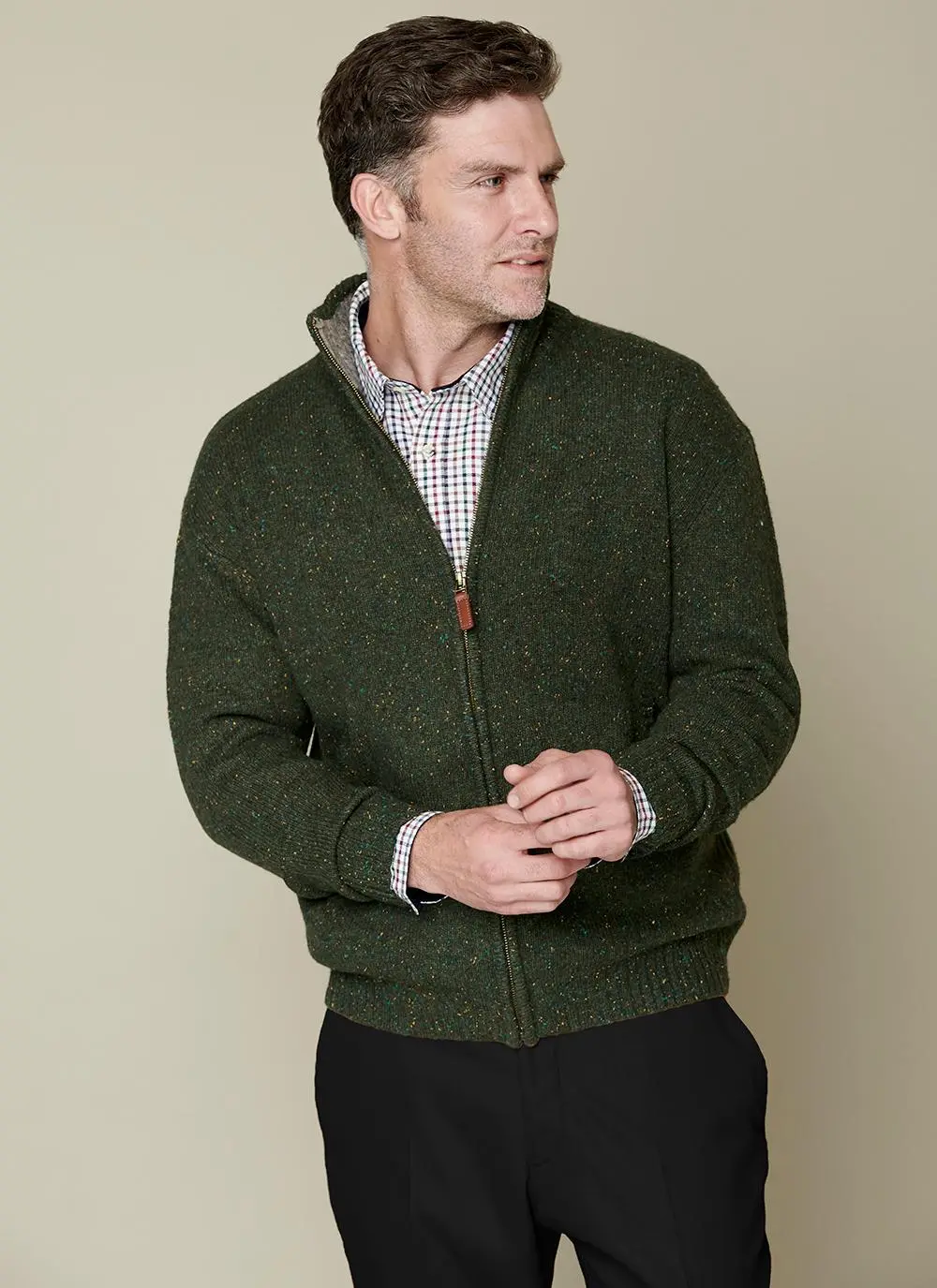 Donegal Fleck Full Zip Cardigan